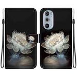 For Motorola Edge+ 2022 Crystal Texture Colored Drawing Leather Phone Case(Crystal Peony)