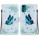 For Motorola Moto G22 Crystal Texture Colored Drawing Leather Phone Case(Blue Pansies)