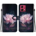 For Motorola Moto G84 Crystal Texture Colored Drawing Leather Phone Case(Purple Peony)