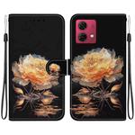 For Motorola Moto G84 Crystal Texture Colored Drawing Leather Phone Case(Gold Peony)