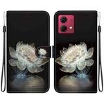 For Motorola Moto G84 Crystal Texture Colored Drawing Leather Phone Case(Crystal Peony)