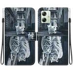 For Motorola Moto G54 Crystal Texture Colored Drawing Leather Phone Case(Cat Tiger Reflection)