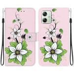 For Motorola Moto G54 Crystal Texture Colored Drawing Leather Phone Case(Lily)