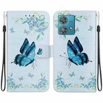 For Motorola Edge 40 Neo Crystal Texture Colored Drawing Leather Phone Case(Blue Pansies)