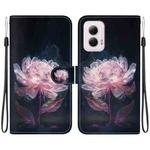 For Motorola Moto G Power 5G 2024 Crystal Texture Colored Drawing Leather Phone Case(Purple Peony)