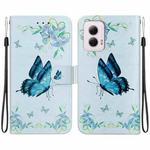 For Motorola Moto G Power 5G 2024 Crystal Texture Colored Drawing Leather Phone Case(Blue Pansies)