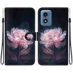 For Motorola Moto G Play 4G 2024 Crystal Texture Colored Drawing Leather Phone Case(Purple Peony)