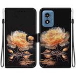 For Motorola Moto G Play 4G 2024 Crystal Texture Colored Drawing Leather Phone Case(Gold Peony)