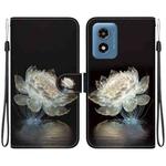 For Motorola Moto G Play 4G 2024 Crystal Texture Colored Drawing Leather Phone Case(Crystal Peony)