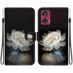 For Motorola Edge 50 Fusion Crystal Texture Colored Drawing Leather Phone Case(Crystal Peony)