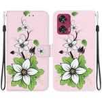 For Motorola Edge 50 Fusion Crystal Texture Colored Drawing Leather Phone Case(Lily)