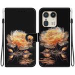 For Motorola Edge 50 Ultra Crystal Texture Colored Drawing Leather Phone Case(Gold Peony)