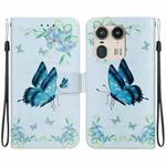 For Motorola Edge 50 Ultra Crystal Texture Colored Drawing Leather Phone Case(Blue Pansies)