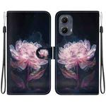 For Motorola Edge 2024 Crystal Texture Colored Drawing Leather Phone Case(Purple Peony)