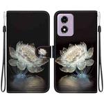 For Motorola Moto G04s / Moto E14 Crystal Texture Colored Drawing Leather Phone Case(Crystal Peony)