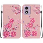 For Motorola Moto G04s / Moto E14 Crystal Texture Colored Drawing Leather Phone Case(Cherry Blossoms)