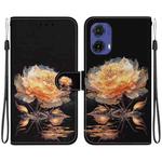 For Motorola Moto G85 Crystal Texture Colored Drawing Leather Phone Case(Gold Peony)