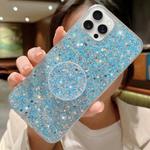 For iPhone 14 Pro Starry Sequin Round Stand Epoxy TPU Phone Case(Blue)