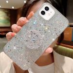 For iPhone 12 Starry Sequin Round Stand Epoxy TPU Phone Case(Silver)