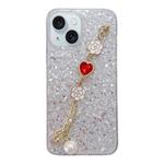 For iPhone 13 mini Starry Sequin Love Gem Chain Epoxy TPU Phone Case(Silver)