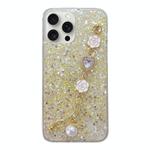 For iPhone 12 Pro Max Starry Sequin Love Gem Chain Epoxy TPU Phone Case(Yellow)