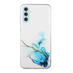 For Samsung Galaxy S24 5G Hollow Marble Pattern TPU Phone Case(Blue)