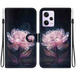 For Xiaomi Redmi Note 12 Pro Crystal Texture Colored Drawing Leather Phone Case(Purple Peony)