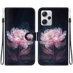 For Xiaomi Redmi Note 12 Pro+ Crystal Texture Colored Drawing Leather Phone Case(Purple Peony)