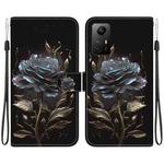 For Xiaomi Redmi Note 12S Crystal Texture Colored Drawing Leather Phone Case(Black Rose)