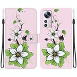 For Xiaomi 12 Pro Crystal Texture Colored Drawing Leather Phone Case(Lily)