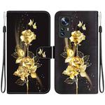 For Xiaomi 12 / 12X Crystal Texture Colored Drawing Leather Phone Case(Gold Butterfly Rose)
