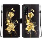 For Xiaomi Mi 10T Pro 5G / 10T Pro Crystal Texture Colored Drawing Leather Phone Case(Gold Butterfly Rose)