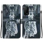 For Xiaomi Mi 10T Pro 5G / 10T Pro Crystal Texture Colored Drawing Leather Phone Case(Cat Tiger Reflection)