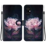 For Xiaomi Poco M4 5G Crystal Texture Colored Drawing Leather Phone Case(Purple Peony)