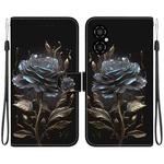 For Xiaomi Poco M4 5G Crystal Texture Colored Drawing Leather Phone Case(Black Rose)