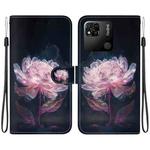 For Xiaomi Redmi 10A Crystal Texture Colored Drawing Leather Phone Case(Purple Peony)
