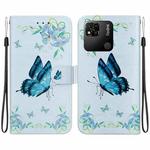 For Xiaomi Redmi 10A Crystal Texture Colored Drawing Leather Phone Case(Blue Pansies)