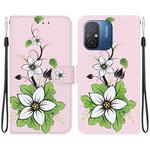 For Xiaomi Redmi 12C / 11A Crystal Texture Colored Drawing Leather Phone Case(Lily)