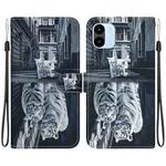 For Xiaomi Redmi A1 / A2 Crystal Texture Colored Drawing Leather Phone Case(Cat Tiger Reflection)