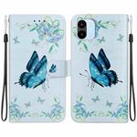 For Xiaomi Redmi A1 / A2 Crystal Texture Colored Drawing Leather Phone Case(Blue Pansies)