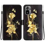 For Xiaomi Redmi Note 10 4G / Note 10S Crystal Texture Colored Drawing Leather Phone Case(Gold Butterfly Rose)