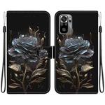 For Xiaomi Redmi Note 10 4G / Note 10S Crystal Texture Colored Drawing Leather Phone Case(Black Rose)