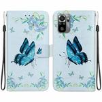 For Xiaomi Redmi Note 10 4G / Note 10S Crystal Texture Colored Drawing Leather Phone Case(Blue Pansies)