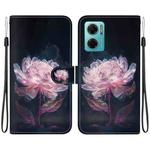 For Xiaomi Redmi 10 5G / Note 11E Crystal Texture Colored Drawing Leather Phone Case(Purple Peony)