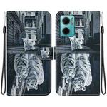 For Xiaomi Redmi 10 5G / Note 11E Crystal Texture Colored Drawing Leather Phone Case(Cat Tiger Reflection)