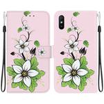 For Xiaomi Redmi 9A Crystal Texture Colored Drawing Leather Phone Case(Lily)