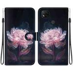 For Xiaomi Redmi 9C Crystal Texture Colored Drawing Leather Phone Case(Purple Peony)