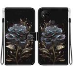 For Xiaomi Redmi 9C Crystal Texture Colored Drawing Leather Phone Case(Black Rose)