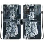 For Xiaomi Redmi 10 / 10 Prime Crystal Texture Colored Drawing Leather Phone Case(Cat Tiger Reflection)