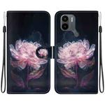 For Xiaomi Redmi A1+ / Poco C50 Crystal Texture Colored Drawing Leather Phone Case(Purple Peony)